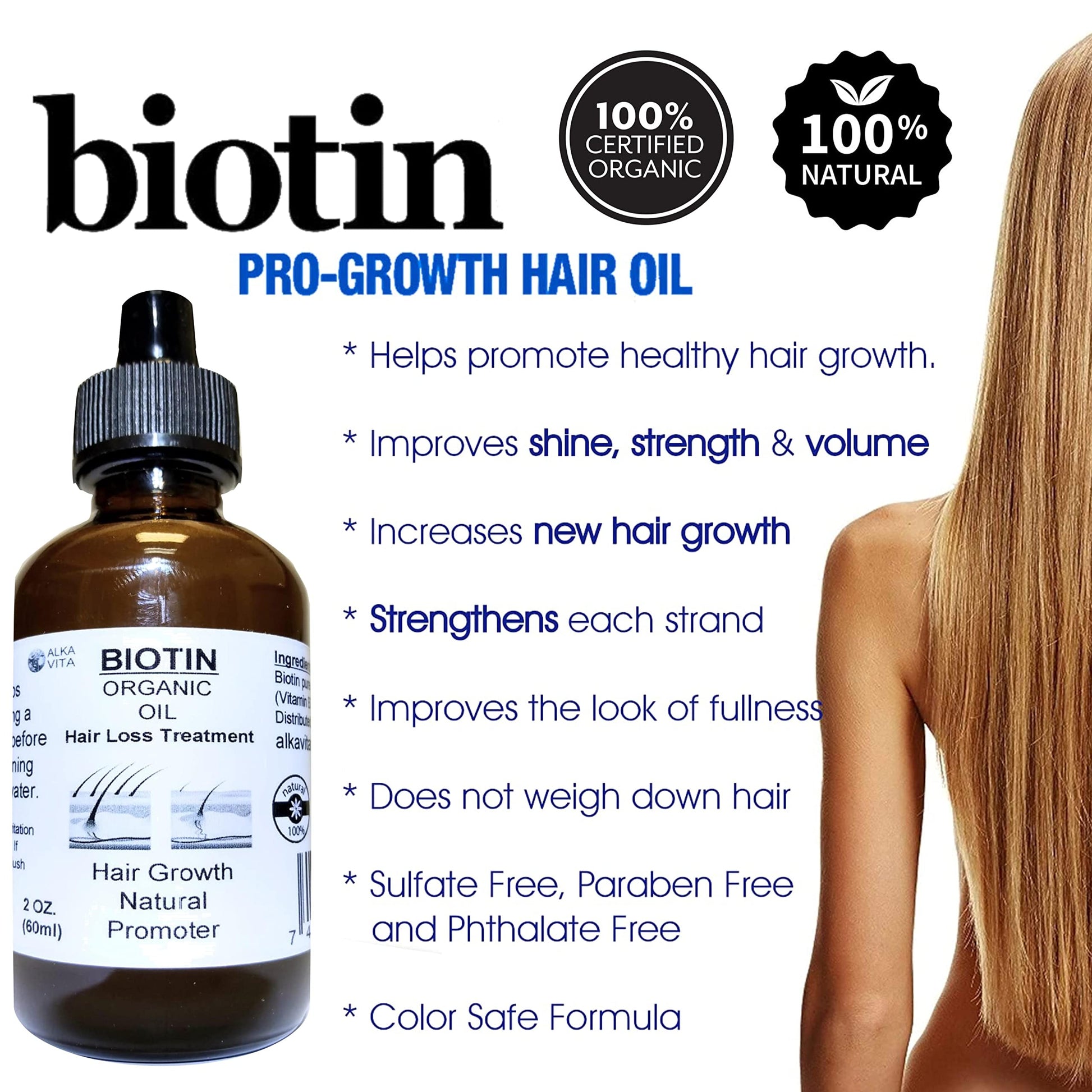 Aceite tópico biotina y sílice orgánica para caída de cabello