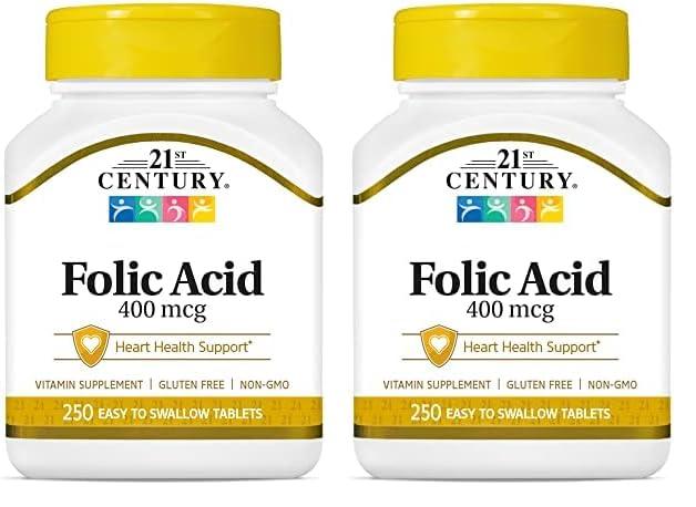Ácido Fólico 400 mcg 250 tabletas 21st Century