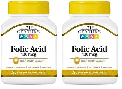 Ácido Fólico 400 mcg 250 tabletas 21st Century