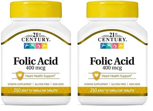 Ácido Fólico 400 mcg 250 tabletas 21st Century