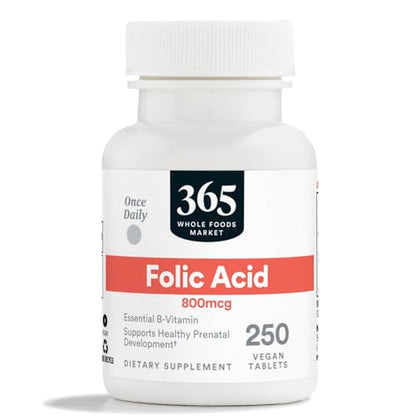 Ácido fólico 800MCG 250 tabletas 365 Whole Foods Market