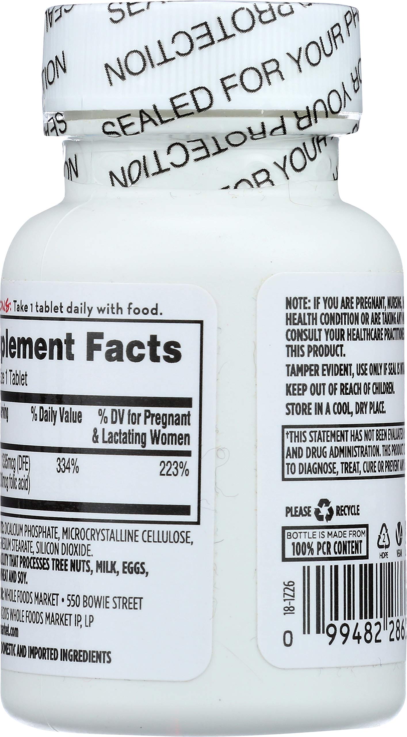 Ácido fólico 800mcg sin aditivos artificiales