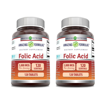 Ácido Fólico Amazing Formulas 5000 mcg 120 tabletas