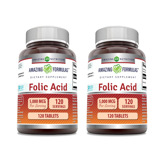 Ácido Fólico Amazing Formulas 5000 mcg 120 tabletas