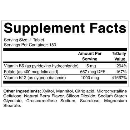 Frasco Vitamatic vitaminas ácido fólico b12 b6 180 tabletas