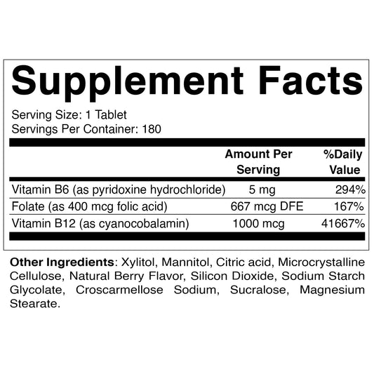 Frasco Vitamatic vitaminas ácido fólico b12 b6 180 tabletas