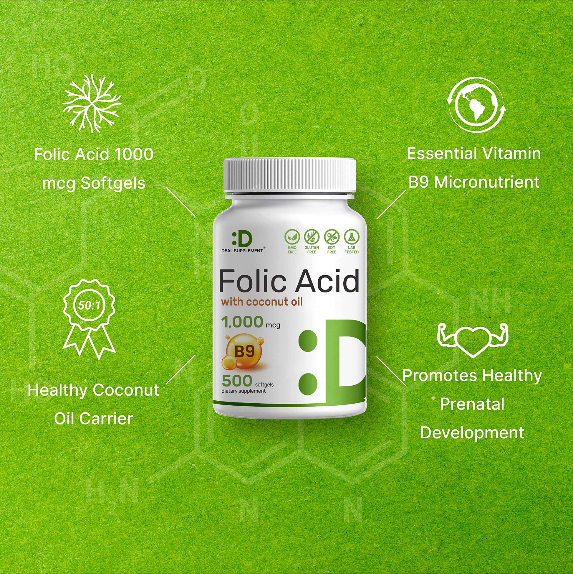 Ácido fólico DEAL SUPPLEMENT no GMO, sin alérgenos
