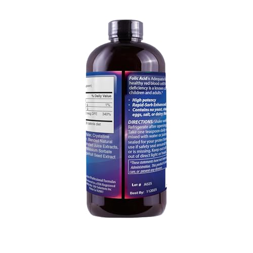 Ácido fólico sin gluten, botella de 8 oz