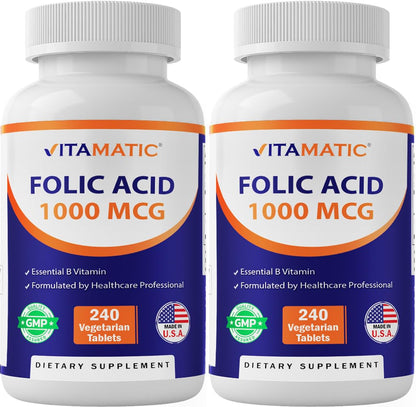 Ácido fólico Vitamatic 1000 mcg tabletas vegetarianas