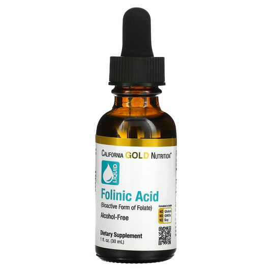 Botella de ácido folínico líquido California Gold Nutrition 1 fl oz