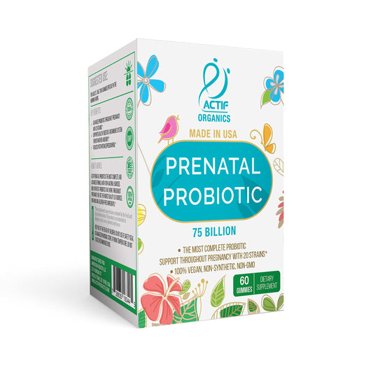 ACTIF probiótico prenatal 75 mil millones CFU 60 gomitas fresa