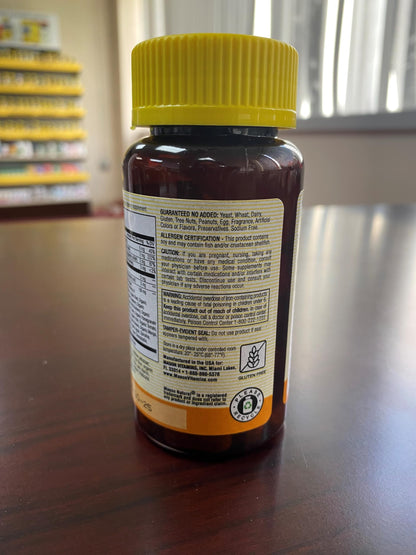Zona de advertencias en botella de vitaminas