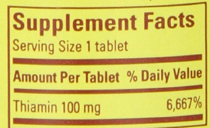 Advertencias suplemento Nature Made vitamina B1