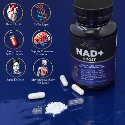 Suplemento Ageless NAD+ cápsulas detalle
