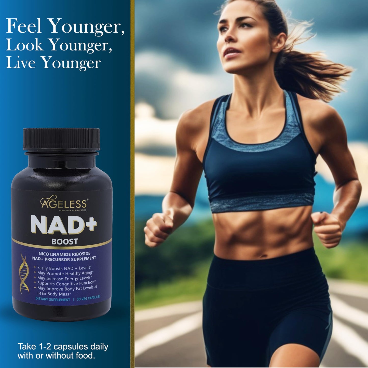 Suplemento Ageless NMN paquete lateral