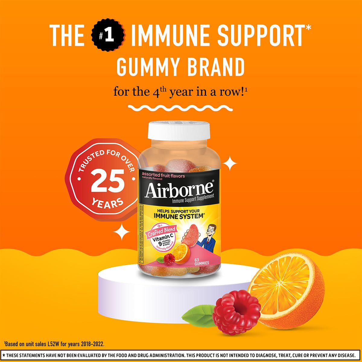 Airborne 63 gomitas sabor frutas surtidas apoyo inmune