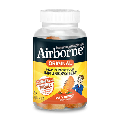Airborne gomitas vitamina C 750mg naranja soporte inmune 42 unidades