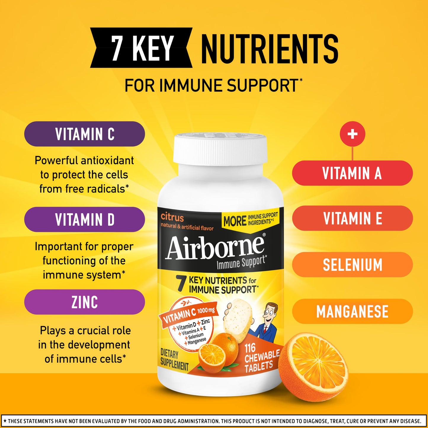 Airborne paquete tabletas masticables vitaminas inmunológicas