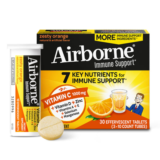 Airborne tabletas efervescentes vitamina C 1000mg con zinc sabor naranja