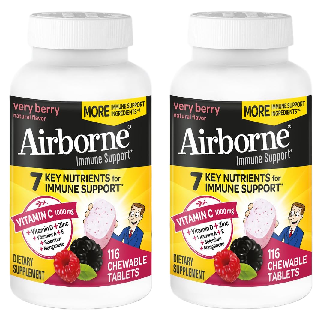 Airborne Vitamina C 1000mg y Zinc tabletas masticables sabor berry