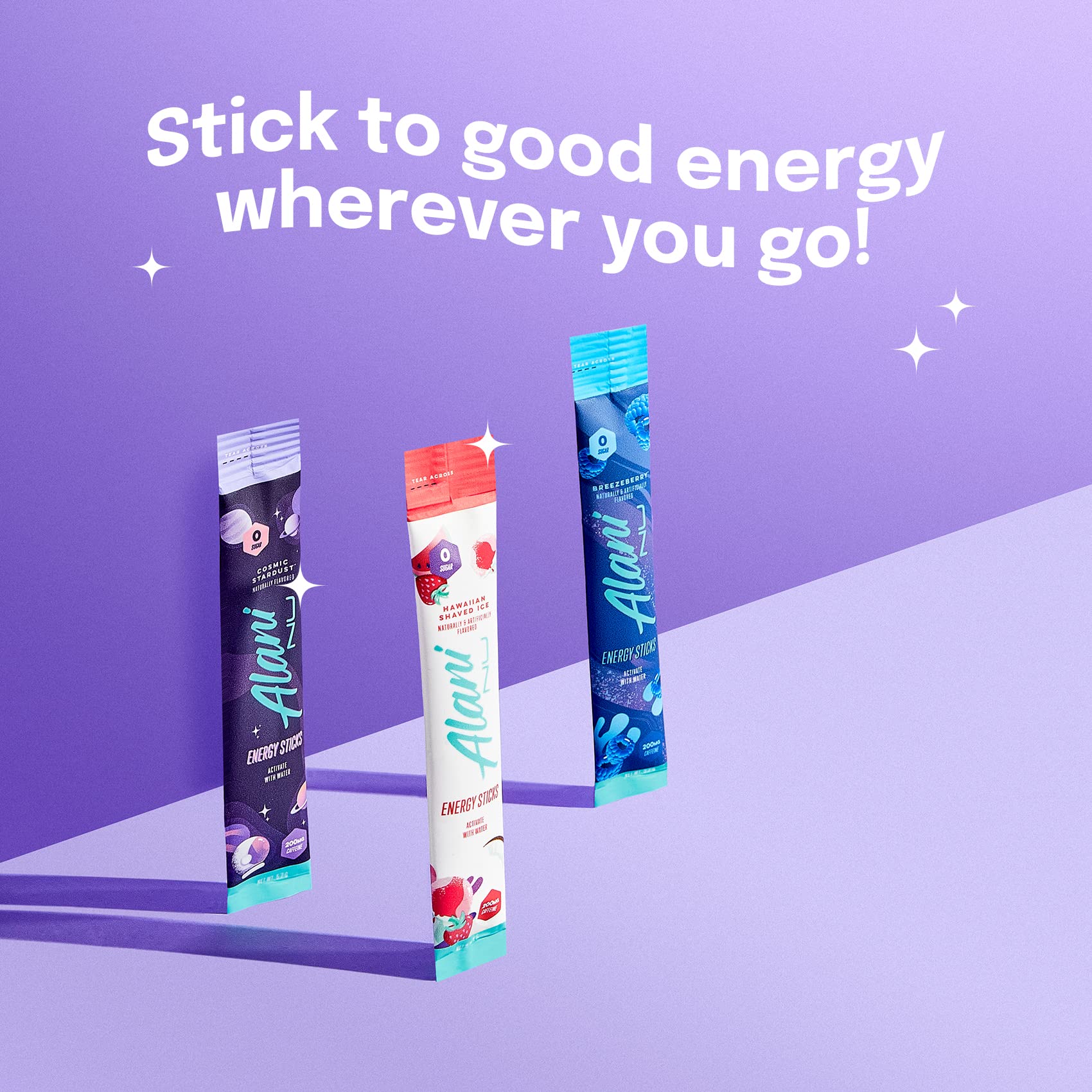 Alani Nu Energy Sticks en envase para llevar