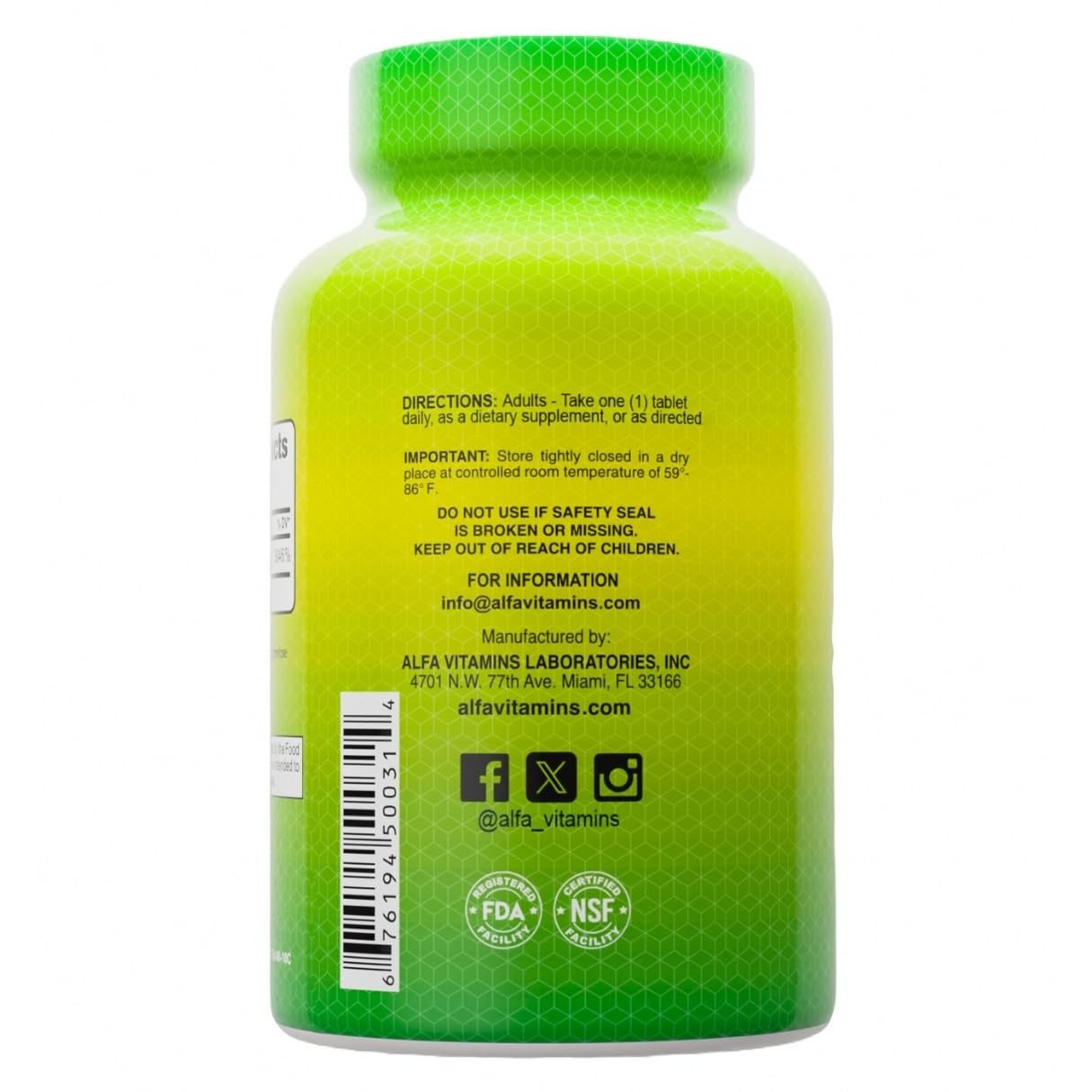 ALFA VITAMINS Vitamina B2 botella con 100 tabletas