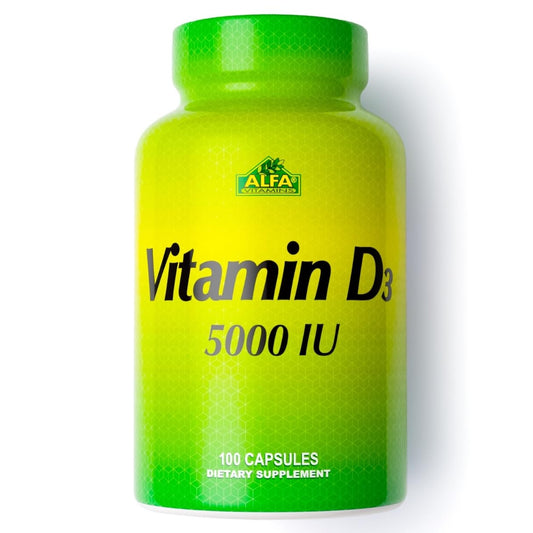 ALFA VITAMINS Vitamina D3 5000 IU caja de 100 cápsulas