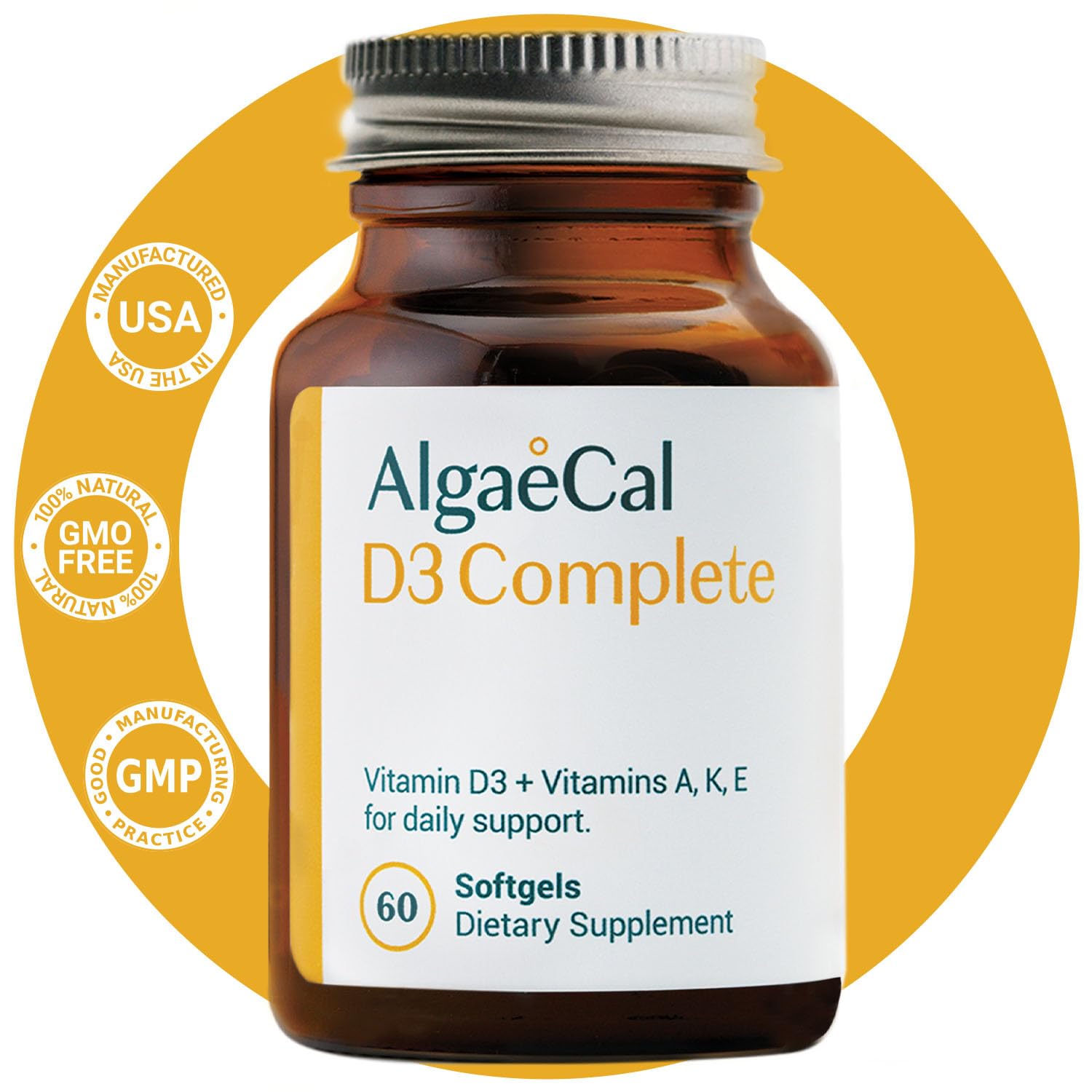 Envase ALGAECAL D3 completo con calcio y omega 3 vista superior
