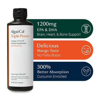 Vista lateral ALGAECAL suplemento huesos y omega 3