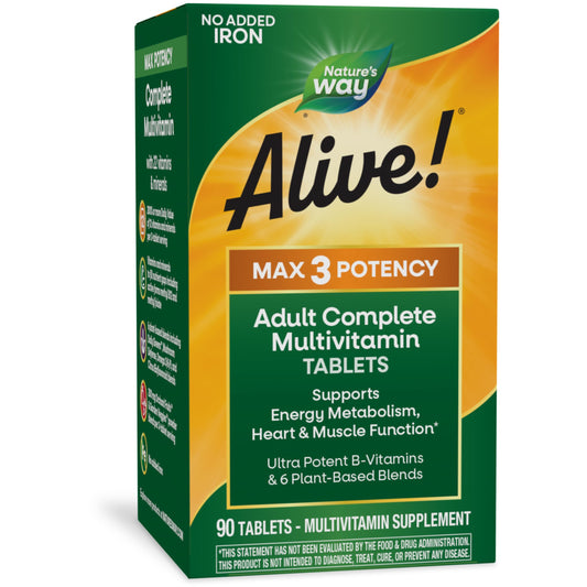 Caja de multivitamínico Nature's Way Alive! Max3 con 90 tabletas.