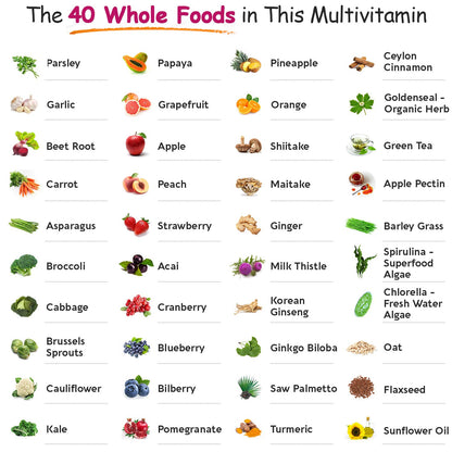 Alimentos integrales para multivitaminas para mujeres