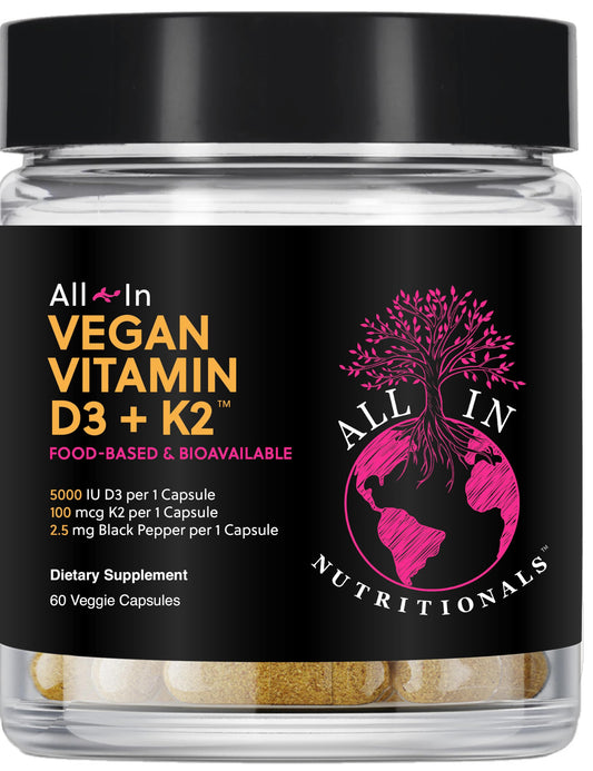 All In Nutritionals vitamina D3 K2 vegana suplemento 60 cápsulas