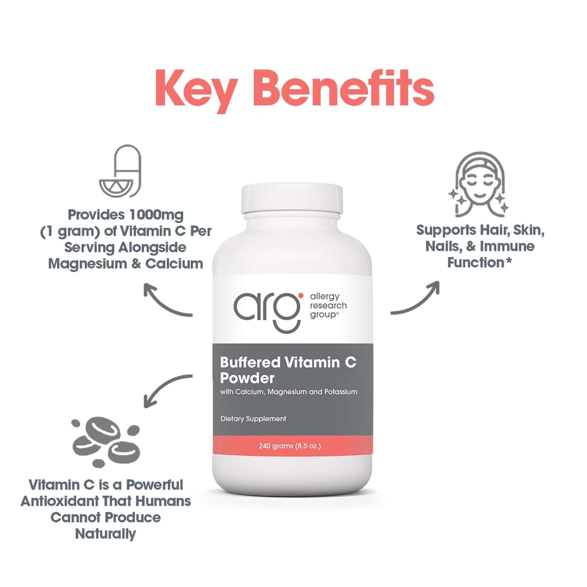 Allergy Research Group suplemento vitamina c libre alérgenos
