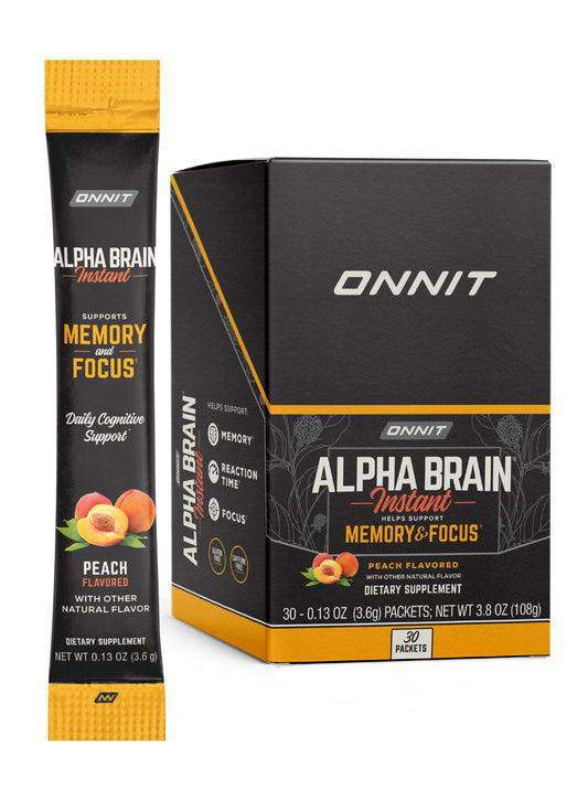 Alpha Brain Instant ONNIT sabor durazno suplemento nootrópico 30 porciones