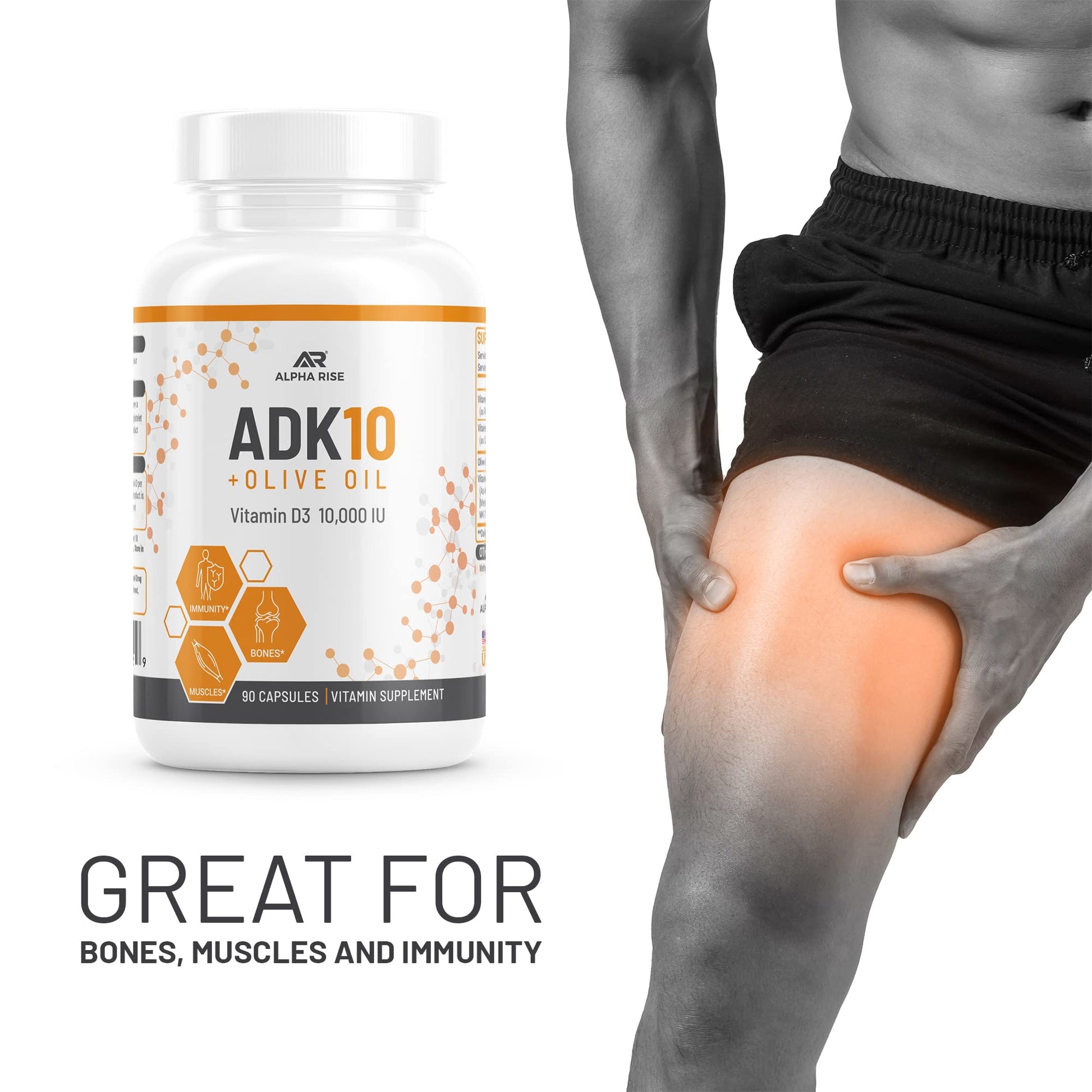 Caja ALPHA RISE ADK 10 suplemento de vitaminas