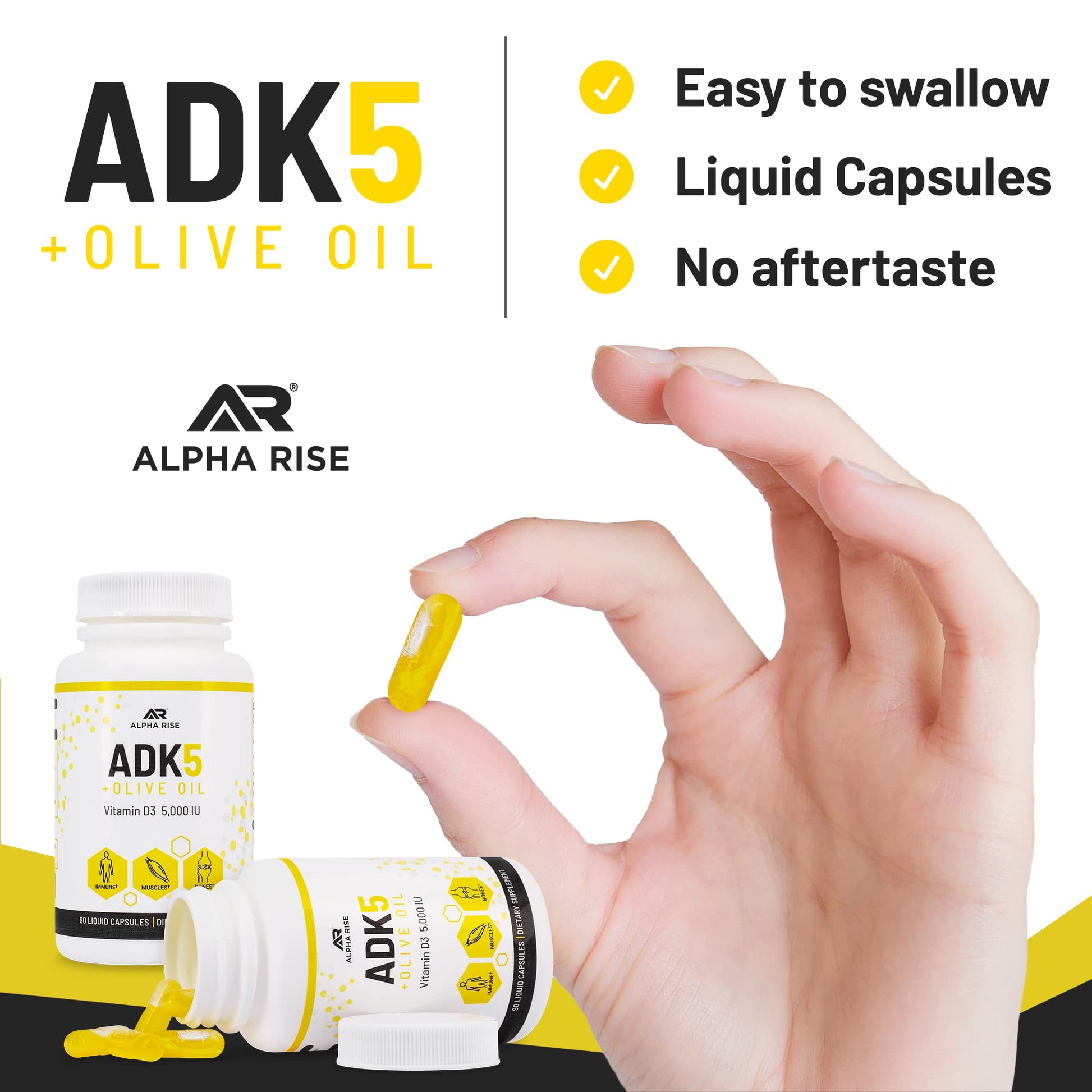 ALPHA RISE ADK 5 cápsulas líquidas para salud ósea e inmunidad