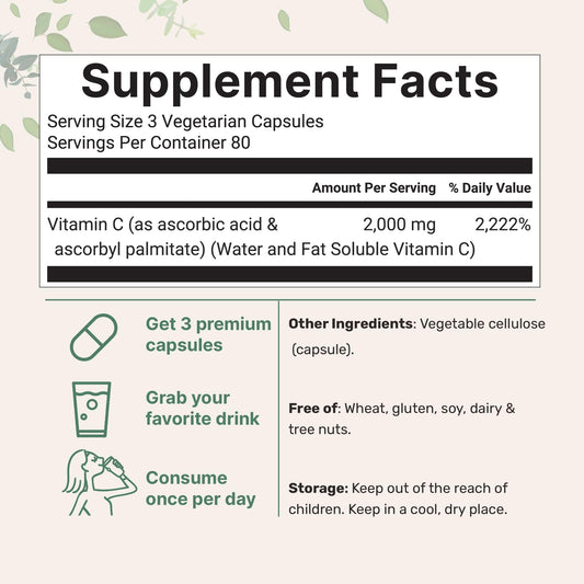 Alta biodisponibilidad en cápsulas de vitamina C.