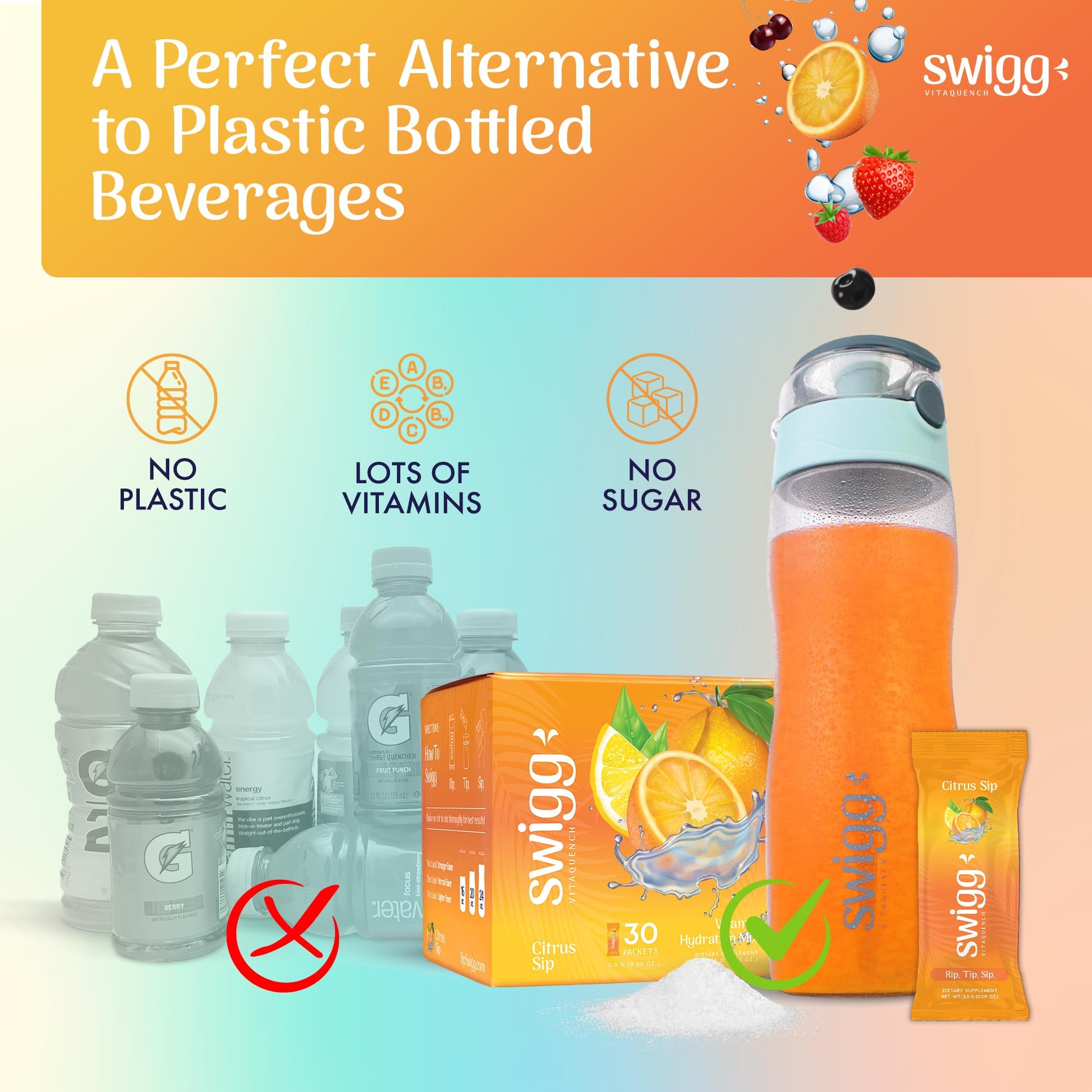 Alternativa perfecta Citrus Sip sin azúcar - Swigg hidratación.