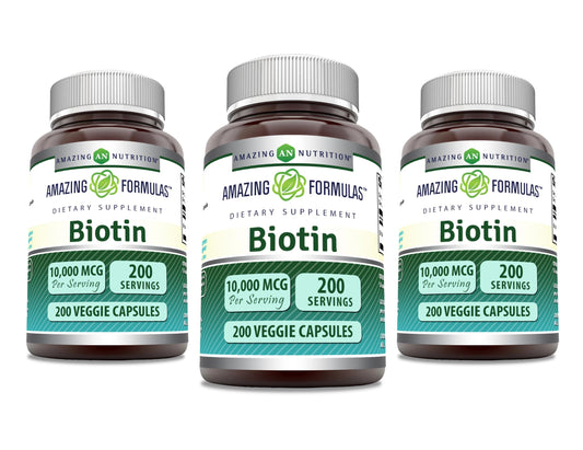 Amazing Formulars biotina 10000 mcg suplemento 200 cápsulas