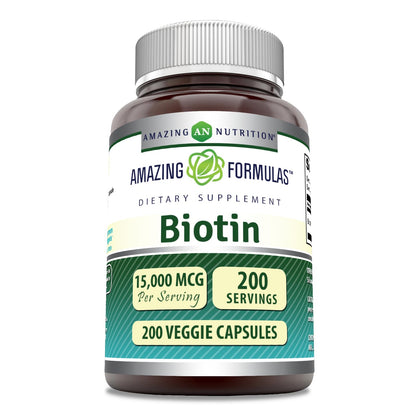 Amazing Formulas biotina 15000 mcg cápsulas para cabello piel uñas