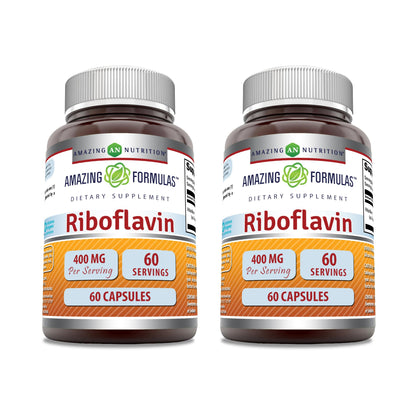 Amazing Formulas cápsulas riboflavina 400 mg vitamina b2 no gmo