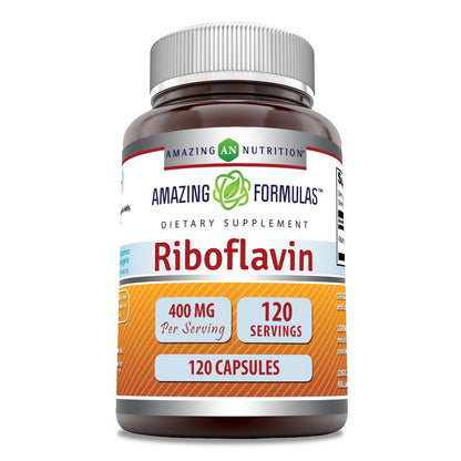 Amazing Formulas Riboflavina 400 mg frasco con 120 cápsulas