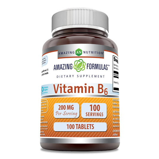 Amazing Formulas Vitamina B6 200mg 100 tabletas botella frontal
