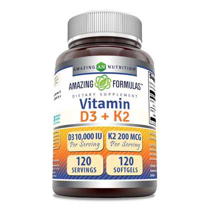 Amazing Formulas Vitamina D3 10000 UI K2 200 mcg frasco