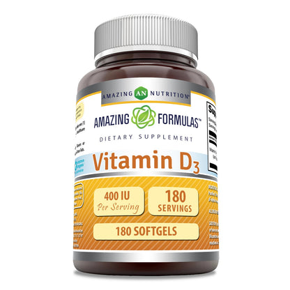 Amazing Formulas vitamina d3 400 ui 180 cápsulas blandas