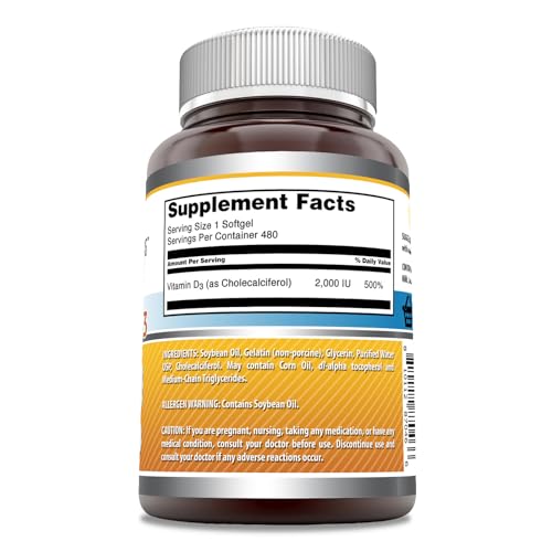 Etiqueta frontal Amazing Formulas vitamina D3 2000 IU suplemento