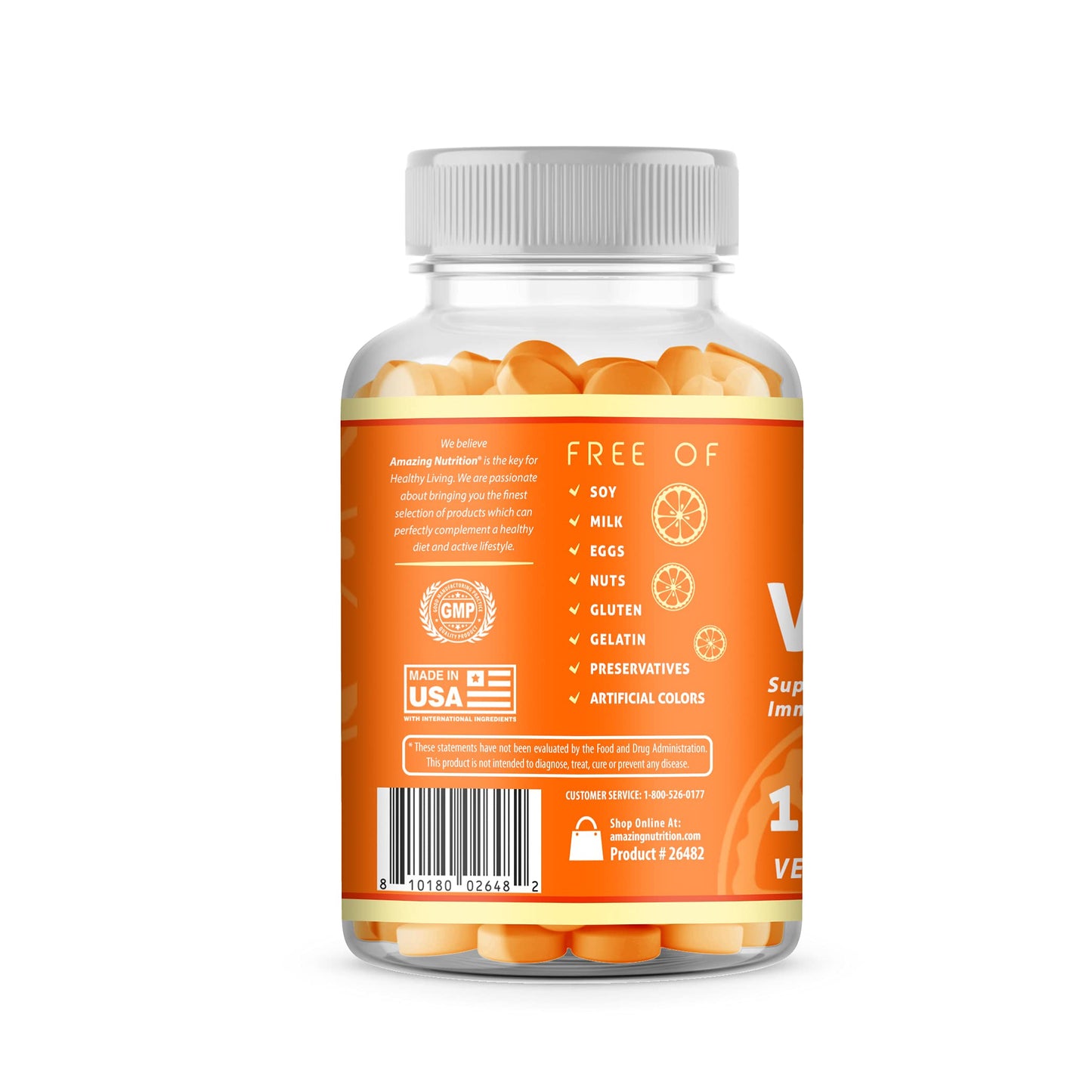 Gummies de vitamina C y biotina en envase cerrado
