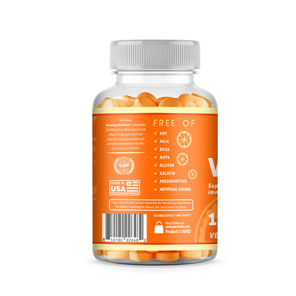 Gummies de vitamina C y biotina en envase cerrado