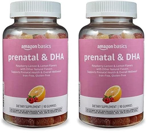 Gomitas prenatales Amazon Basics sabor frambuesa y limón 90 unidades
