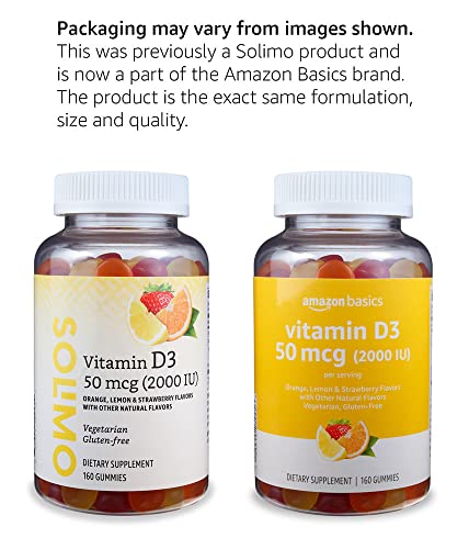 Paquete doble gomitas vitamina d3 Amazon Basics